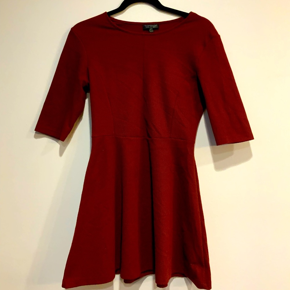 Maroon Topshop fit and flare mini dress